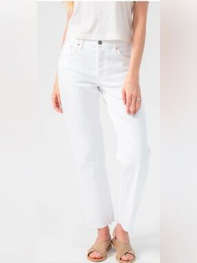 GRLFRND White Ankle Crop Straight Jeans